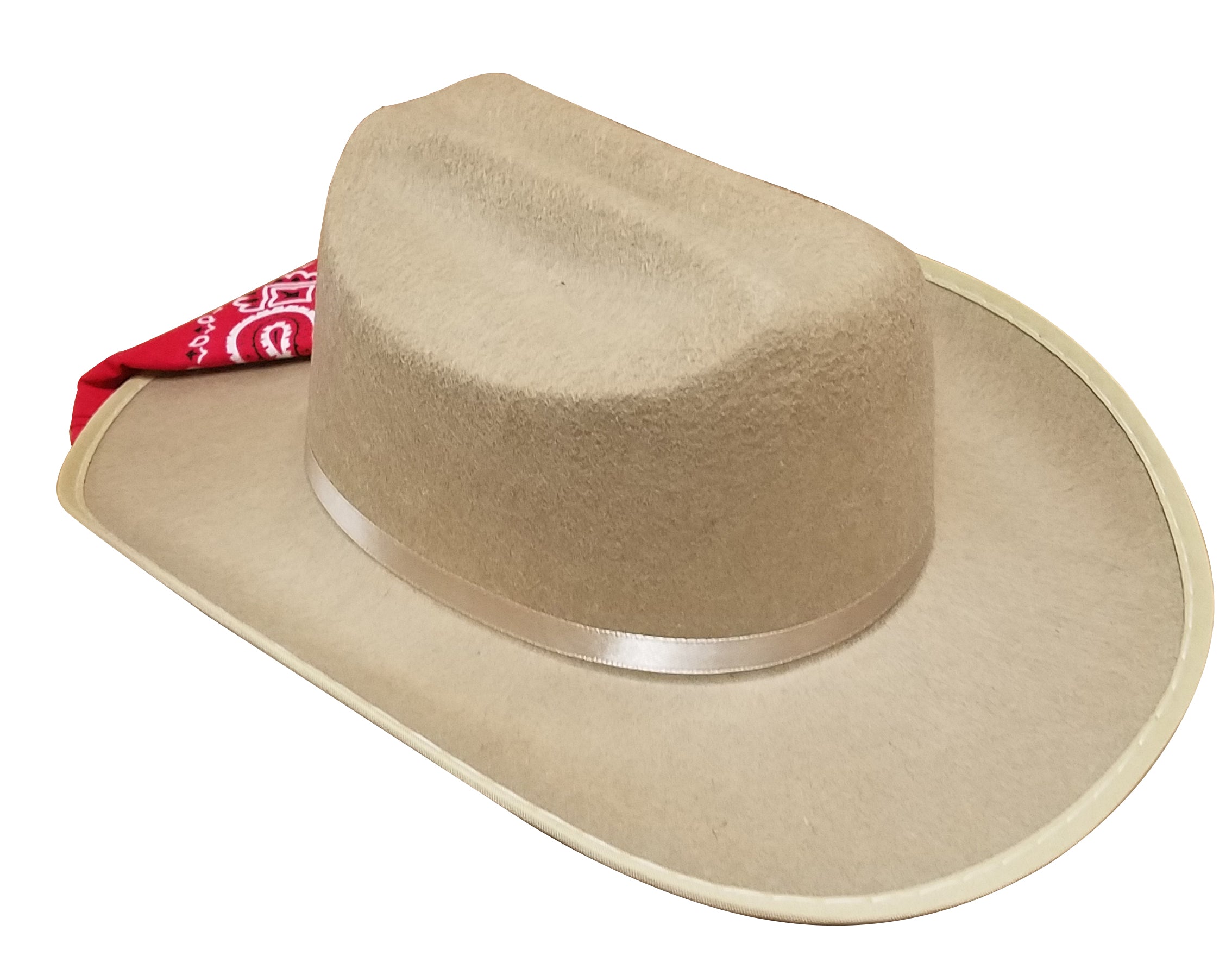 Jr. Cowboy Hat, Tan, With Bandanna.