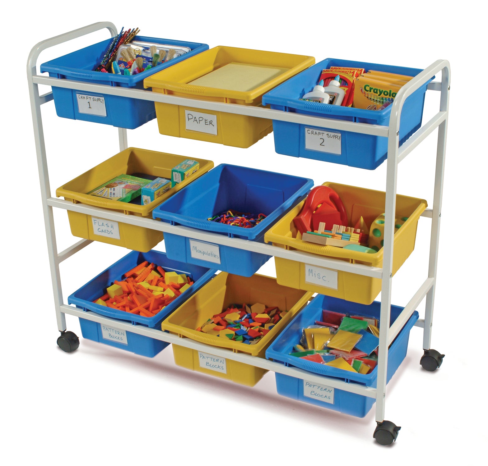Multi-Purpose Cart with Blue & Yellow Tubs