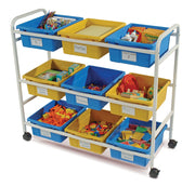 Multi-Purpose Cart with Blue & Yellow Tubs