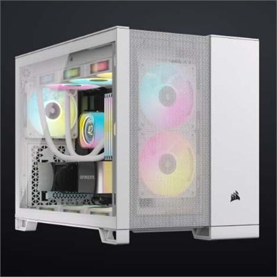 CORSAIR - 2500D AIRFLOW Micro ATX Case – White – Dual Chamber, Mesh Panels, 11x 120mm Fans, 4x AIO Mounts - White