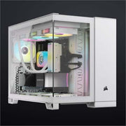 CORSAIR 2500X Tempered Glass mATX PC Case – No Fans Included – Dual-Chamber Design – Wide Cooling Flexibility – Reverse Connection Motherboard Compatible – White