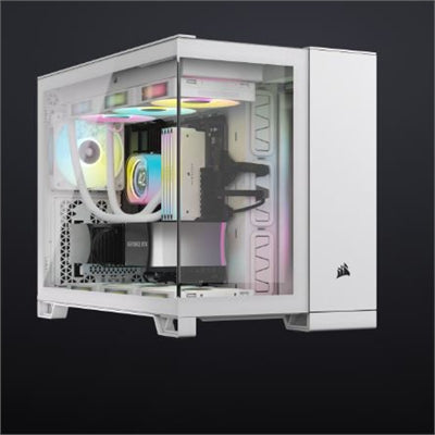 CORSAIR - ICUE LINK 2500X RGB Micro ATX Case – White – 2x RX120 RGB Fans – Dual Chamber – Tempered Glass - White