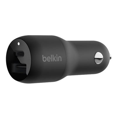 Belkin 37 Watt Dual Port USB + USB-C Car Charger/Adapter - Black
