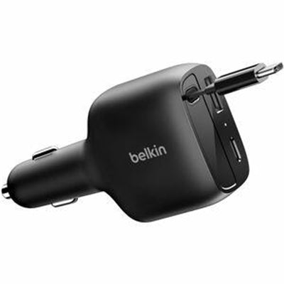 Retractable Car Charger 75W with 75cm/30 in. Retractable USB-C Cable Charges Smartphones and Most Laptops
