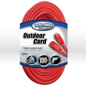 Extension Cord, 14/3 SJTW Red Ext Cord