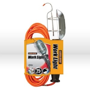 Coleman Cable Work Light, Orange Trouble Light-Metal Guard, 16/3SJt 13A, Size 25' Old # was 05427