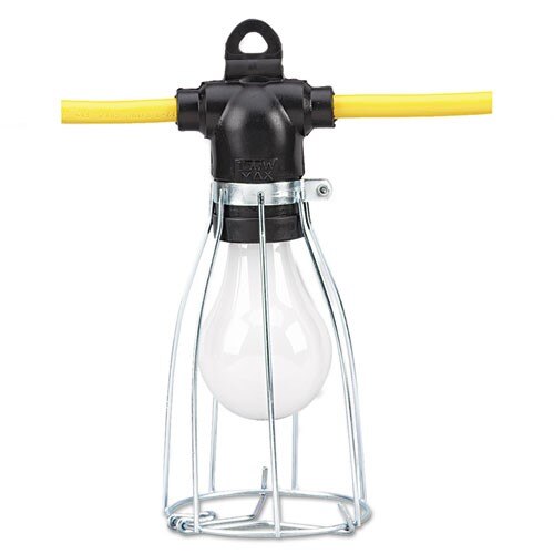 Coleman Cable Cord-O-Lite Temporary String Lights w/Metal Guard, 15 amps, 12/3 AWG, 50', 1/pk