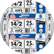 Romex 25 Ft. 14/2 Solid White NMW/G Electrical Wire