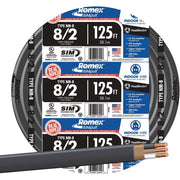 Romex 125 Ft. 8/2 Solid Black NMW/G Electrical Wire