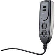 Woods 2 Power & 2 USB Black Desktop USB Charger