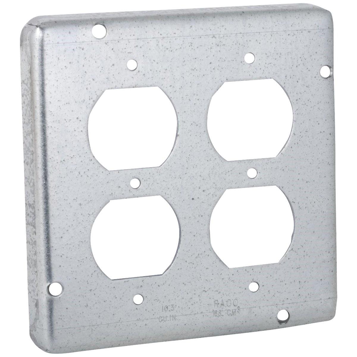 Southwire 2-Duplex Receptacles 4-11/16 In. x 4-11/16 In. Square Device Cover