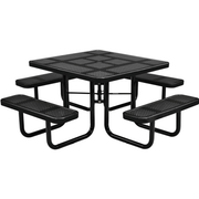 Perforated Punched Steel Portable Picnic Table, Square, 46inch (Black)