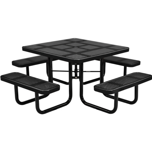 Perforated Punched Steel Portable Picnic Table, Square, 46inch (Black)