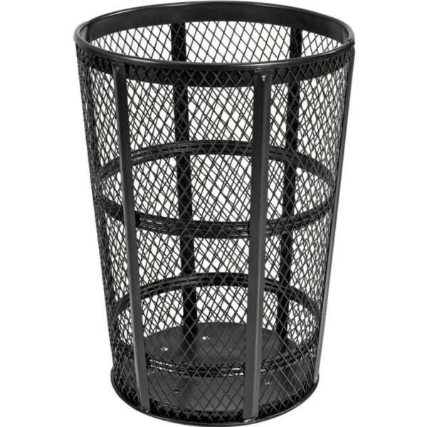 Outdoor Steel Mesh Corrosion Resistant Trash Can, 48 Gallon With Steel Dome Lid (Black)