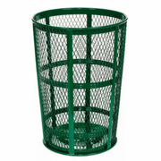 Outdoor Steel Mesh Corrosion Resistant Trash Can, 48 Gallon With Steel Dome Lid (Green)