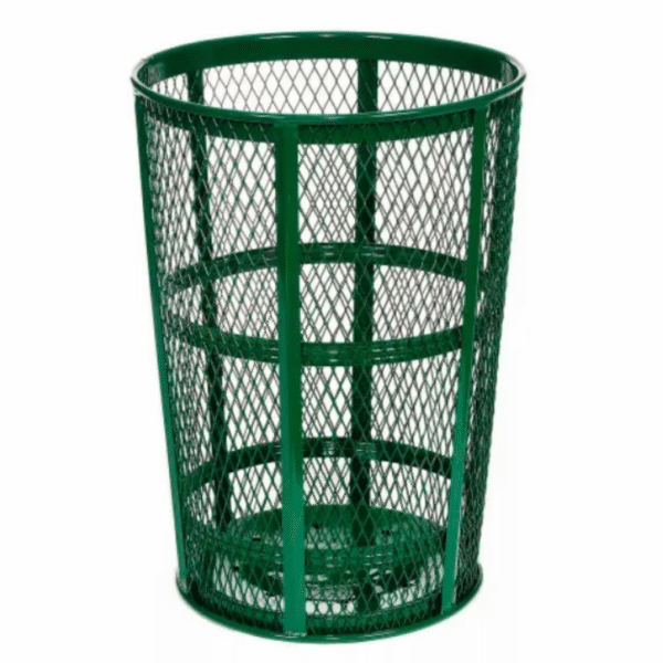 Outdoor Steel Mesh Corrosion Resistant Trash Can, 48 Gallon With Steel Dome Lid (Green)