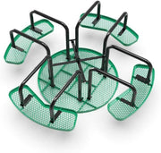 46" Steel Round Picnic Table, Expanded, Metal Outdoor Table (Green)