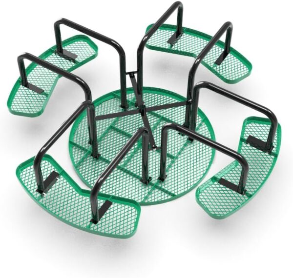 46" Steel Round Picnic Table, Expanded, Metal Outdoor Table (Green)