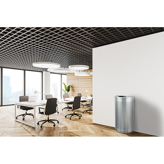 12 Gallon Stainless Steel Perforated Half Round Decorative Waste Receptacle