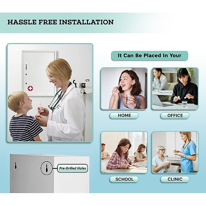 21 in. H x 16 in. W Dual Lock Surface-Mount Medical Security Cabinet in White with Pull-Out Shelf and Document Pocket