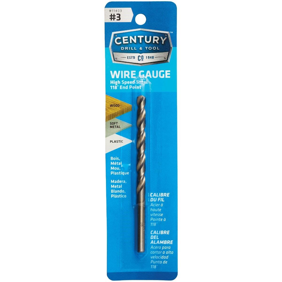 Century Drill & Tool Number 3 HSS Brite Wire Gauge Drill Bit