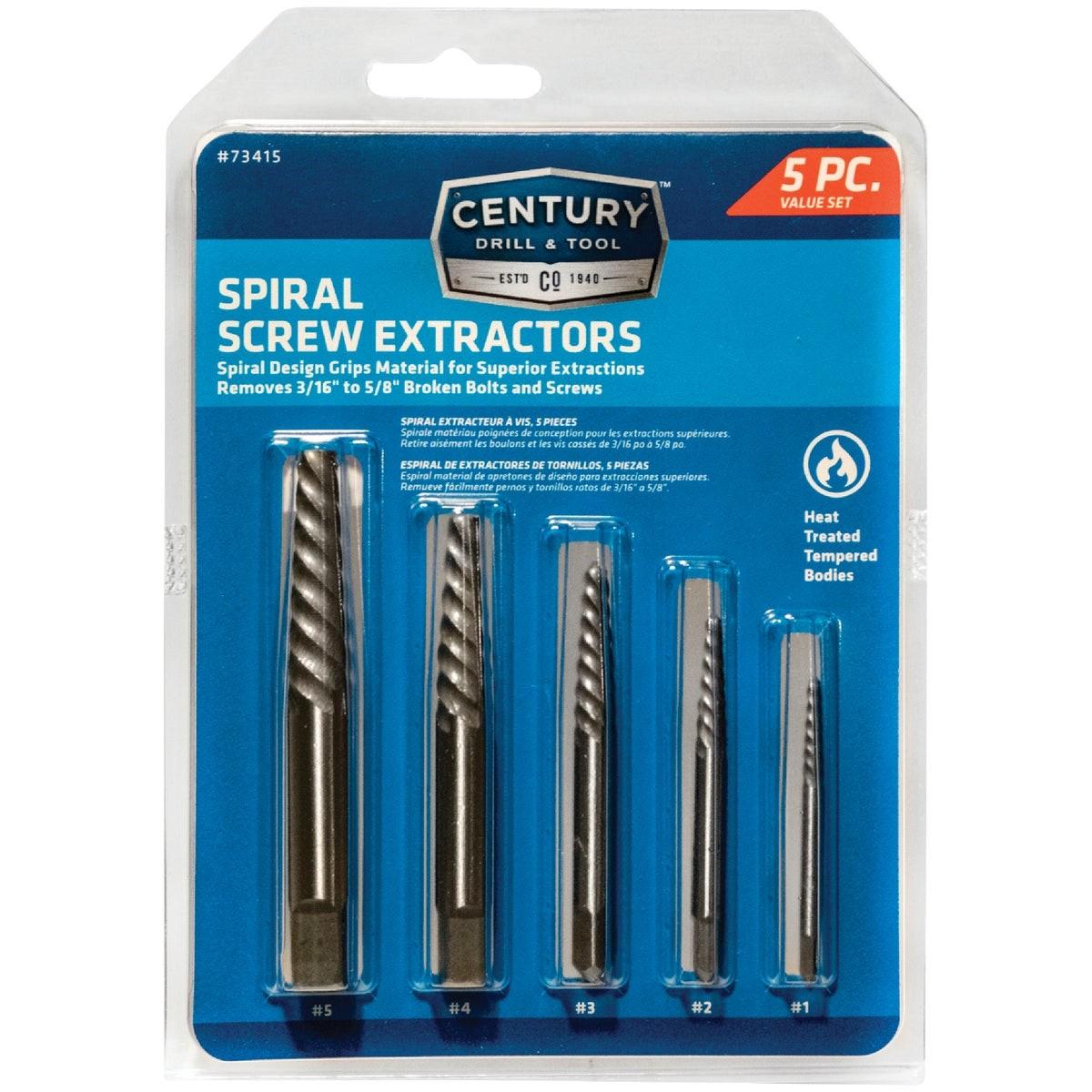 Century Drill & Tool Spiral Flute Screw Extractor (5-Piece)