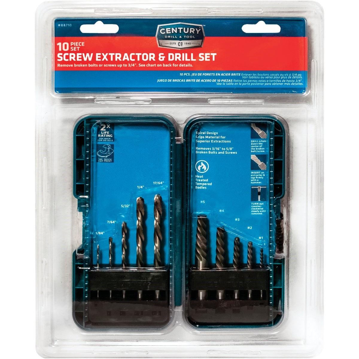Century Drill & Tool High Speed Steel & Spiral Screw Extractor (10-Piece)