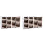 Wood Adjustable 36 Compartment Literature Organizer, White 2 Pack