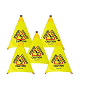 30 in. Yellow Multi-Lingual Pop-Up Wet Floor Sign 5-Pack