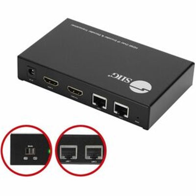 SIIG HDMI Over IP Encoder &amp; Decoder Transceiver, TX/RX Mode Switching, Cascading, 1080p, 1 to 1 600ft