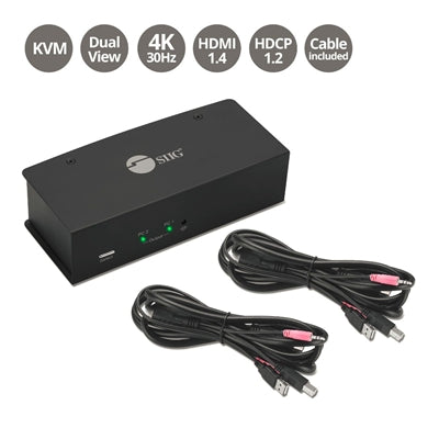 SIIG 2x1 Dual View USB HDMI KVM Switch - 4K 30Hz