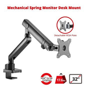 Aluminum Mechanical Spring Single Monitor Arm Mount - 17&amp;quot; to 32&amp;quot; - Max Load 17.6 lbs