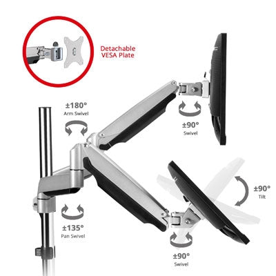 SIIG Dual Monitor Gas Spring Desk Mount with USB Port - 17&amp;quot; to 32&amp;quot;