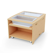 Seoras Birch Double Wide Sensory Table - Preschool (with Casters) - 23"H x 37.5"W x 31"D