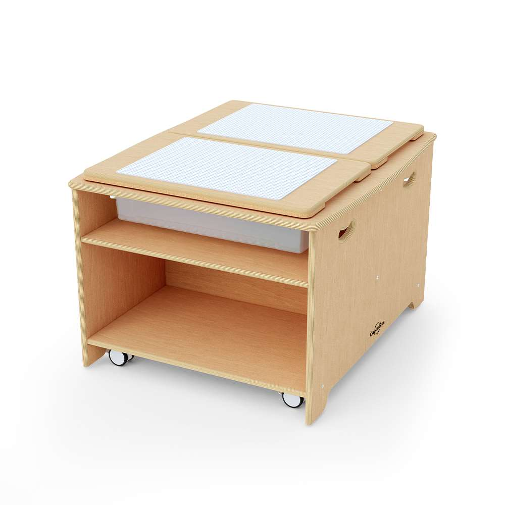 Seoras Birch Double Wide Sensory Table - Preschool (with Casters) - 23"H x 37.5"W x 31"D