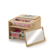 Seoras Birch Double Wide Sensory Table with Clear Tubs - Preschool (with Casters) - 23"H x 37.5"W x 31"D