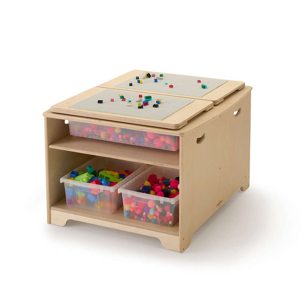 Seoras Birch Double Wide Sensory Table with Clear Tubs - Preschool - 23"H x 37.5"W x 31"D