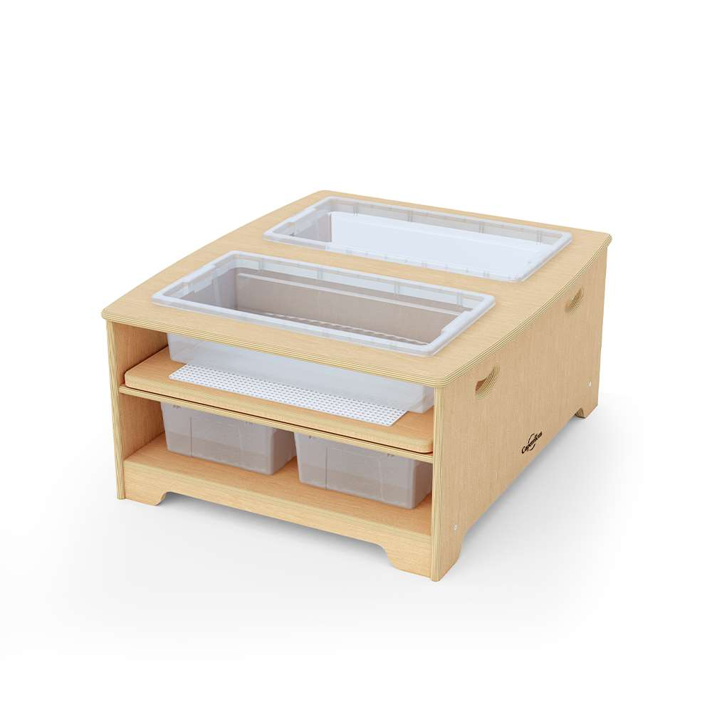 Seoras Birch Double Wide Sensory Table with Clear Tubs - Toddler - 17"H x 37.5"W x 31"D