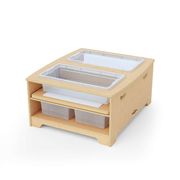 Seoras Birch Double Wide Sensory Table with Clear Tubs - Toddler - 17"H x 37.5"W x 31"D