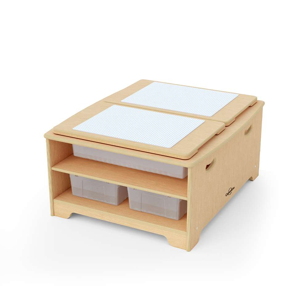 Seoras Birch Double Wide Sensory Table with Clear Tubs - Toddler - 17"H x 37.5"W x 31"D