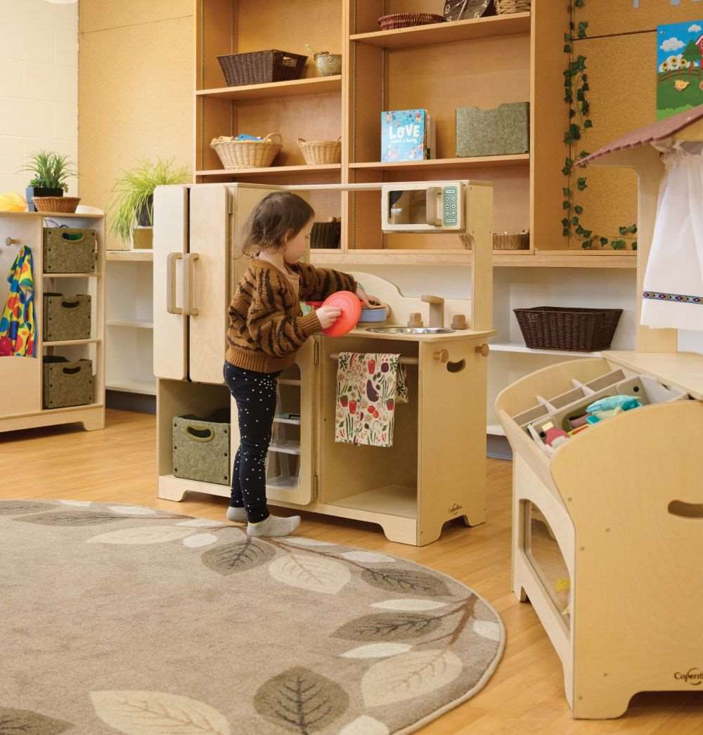 Seoras Kitchen Combo with Softouch Storage Bin - Preschool - 41.75"H x 42.5"W x 16.5"D