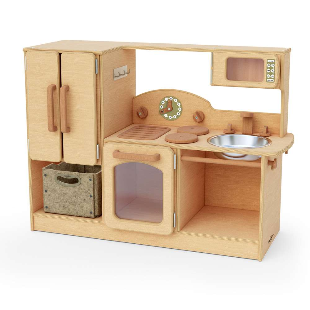 Seoras Kitchen Combo with Softouch Storage Bin - Toddler (Solid Kickplate) - 32.75"H x 44.5"W x 18"D