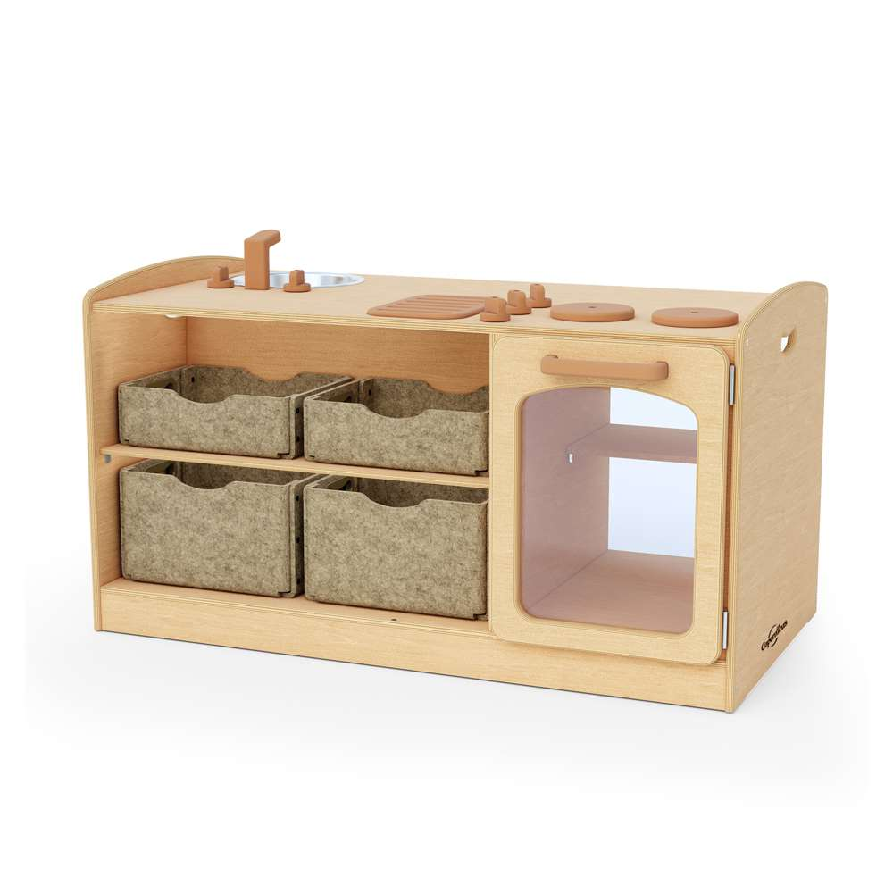 Seoras Kitchen Island with Softouch Storage Bins - Preschool (Solid Kickplate) - 28"H x 48.25"W x 30"D