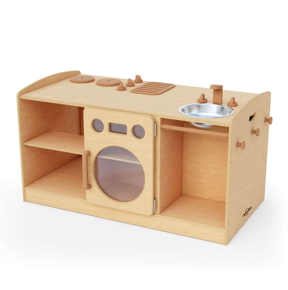 Seoras Kitchen Island with Softouch Storage Bins - Preschool (Solid Kickplate) - 28"H x 48.25"W x 30"D