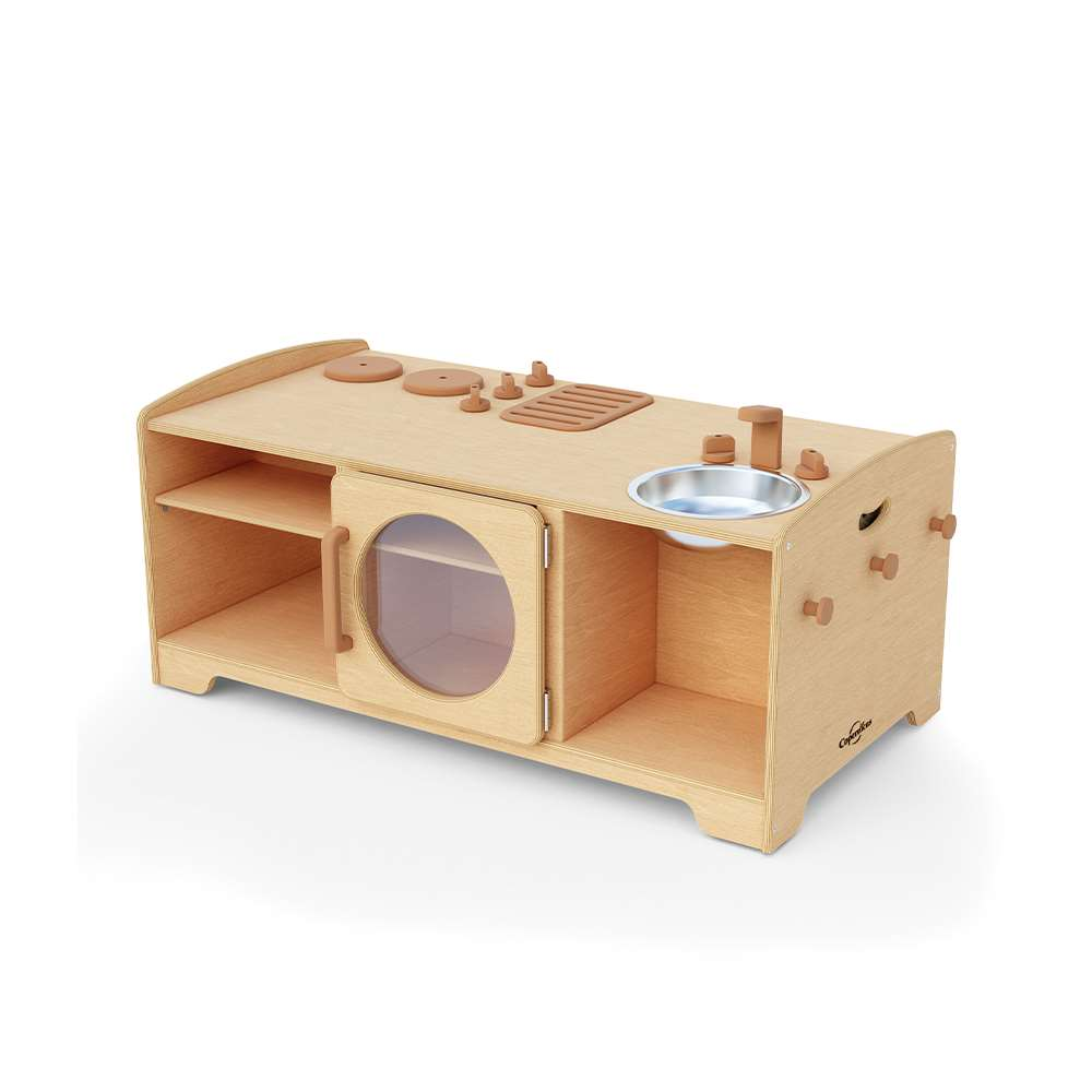 Seoras Kitchen Island with Softouch Storage Bins - Toddler - 25.5"H x 47"W x 26"D