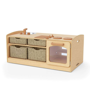 Seoras Kitchen Island with Softouch Storage Bins - Toddler (Solid Kickplate) - 25.5"H x 47"W x 26"D