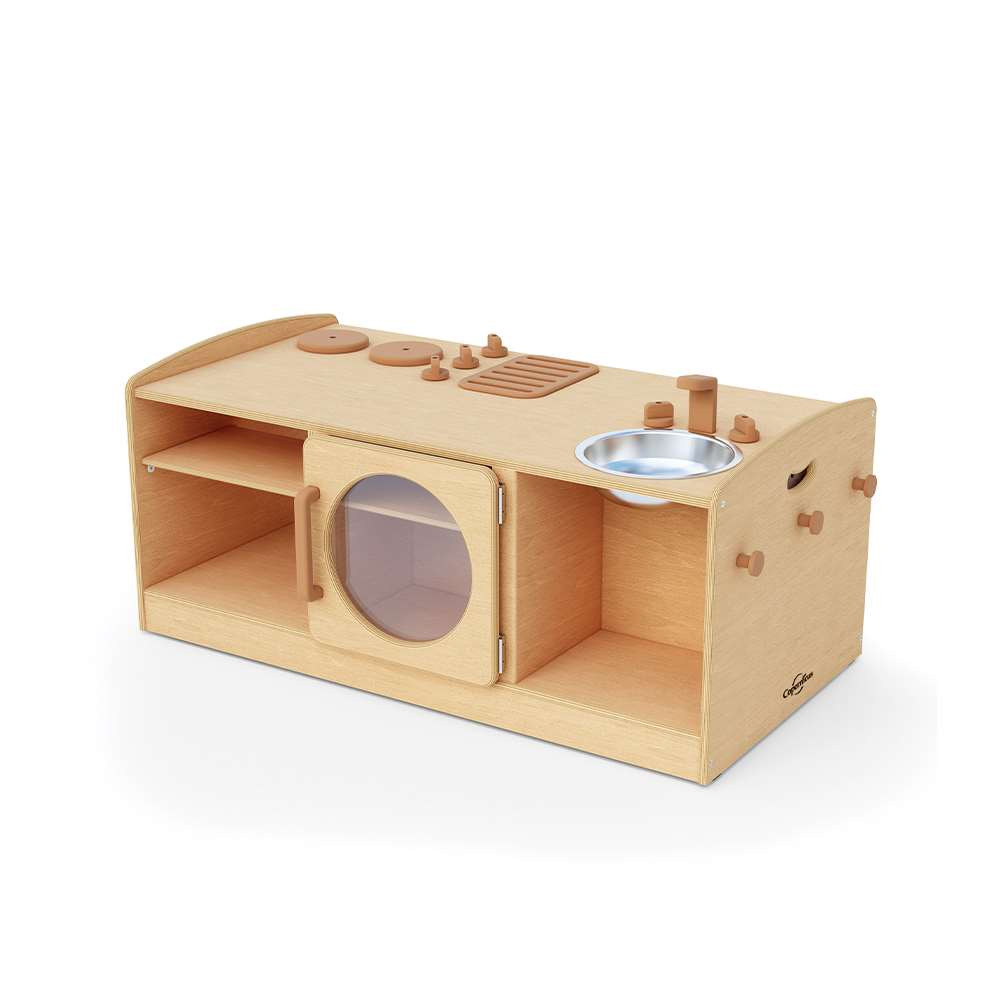 Seoras Kitchen Island with Softouch Storage Bins - Toddler (Solid Kickplate) - 25.5"H x 47"W x 26"D