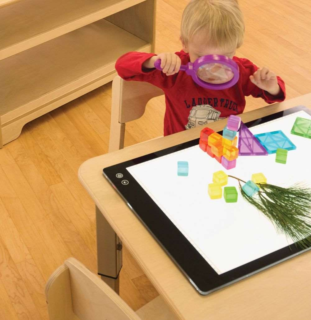 Seoras Birch Sensory Light Table Premium Model - Preschool (with Casters) - 23"H x 38.5"W x 22"D