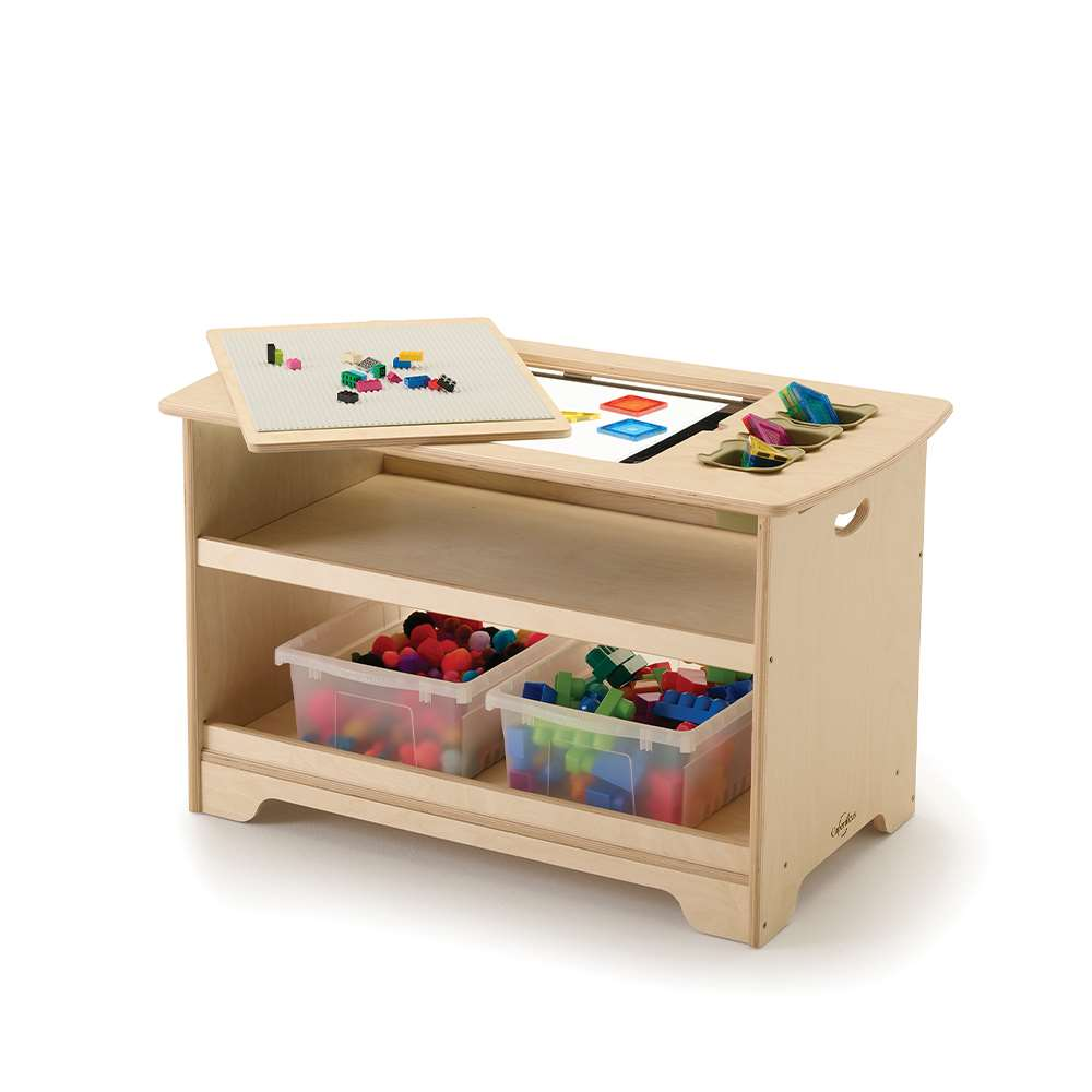 Seoras Birch Sensory Light Table with Clear Tubs Premium Model - Preschool - 23"H x 38.5"W x 22"D