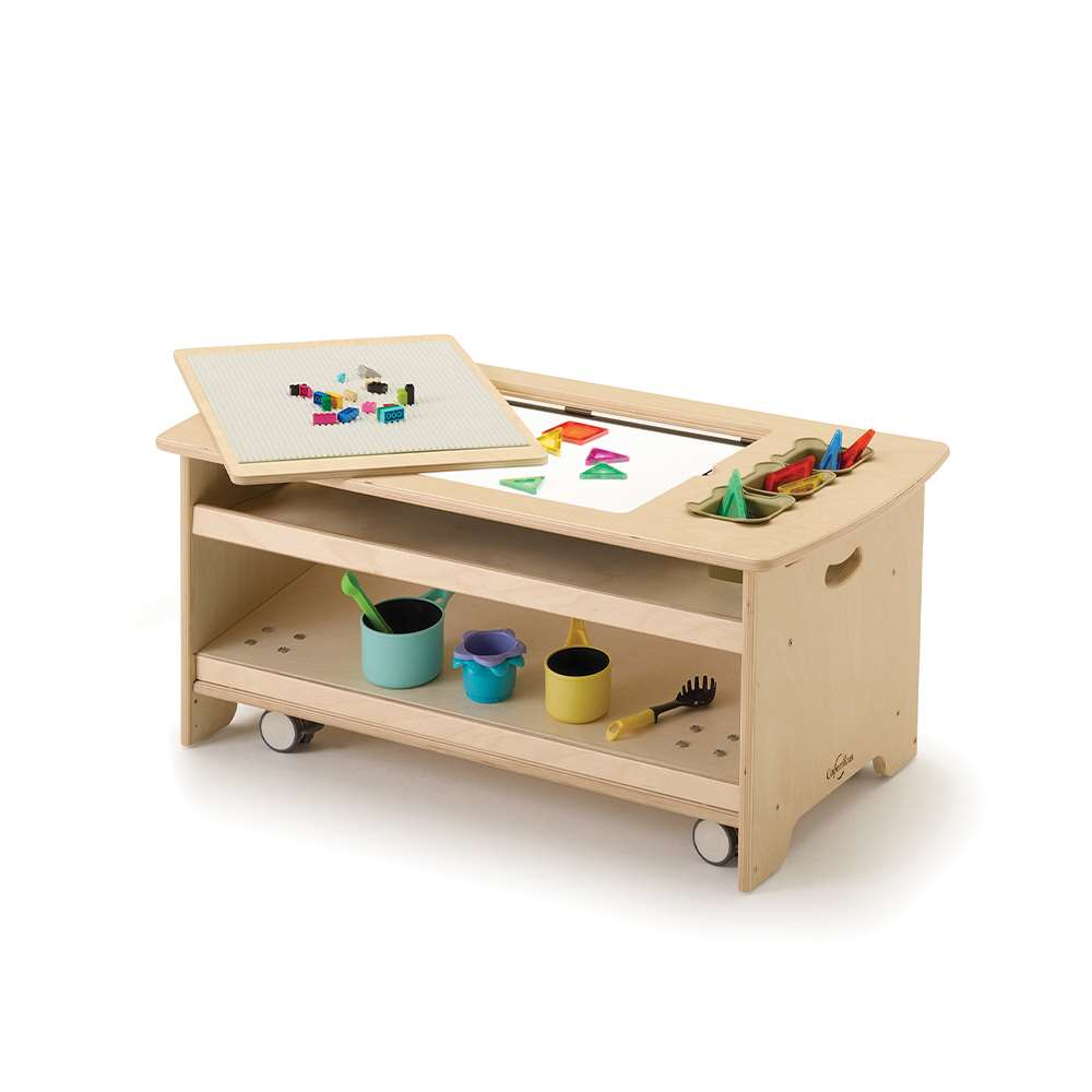 Seoras Birch Sensory Light Table Premium Model - Toddler (with Casters) - 17"H x 38.5"W x 22"D